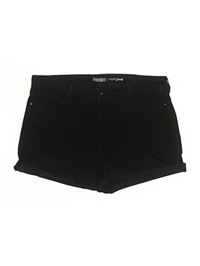 Signature by Levi Strauss Simple Black Cuffed Women's Basic Denim Shorts Size 16